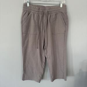 St. John's Bay Gray Wide Band Pull On Capri Joggers Pants Size Medium Petite